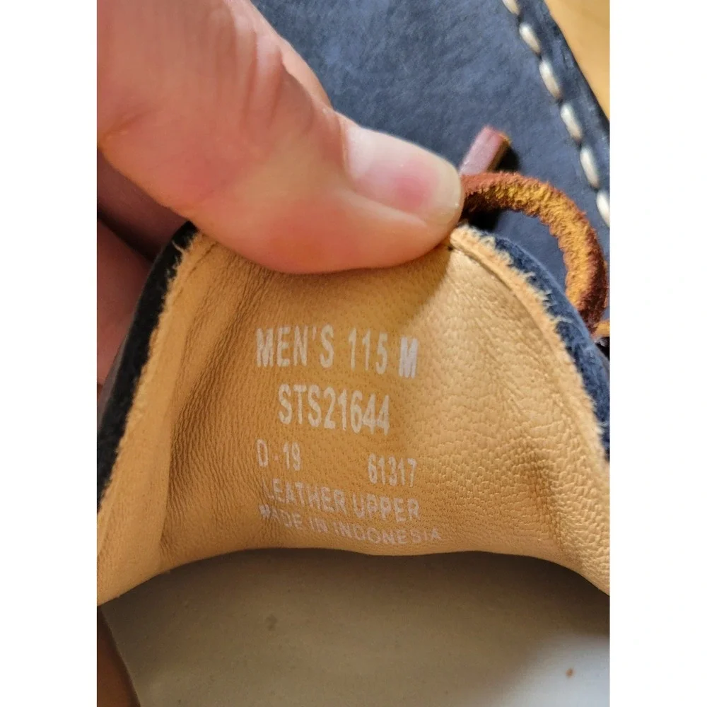 Sperry Men's 11.5 M Navy Leather Boat Shoes Brown Laces STS21644 Driving Loafers